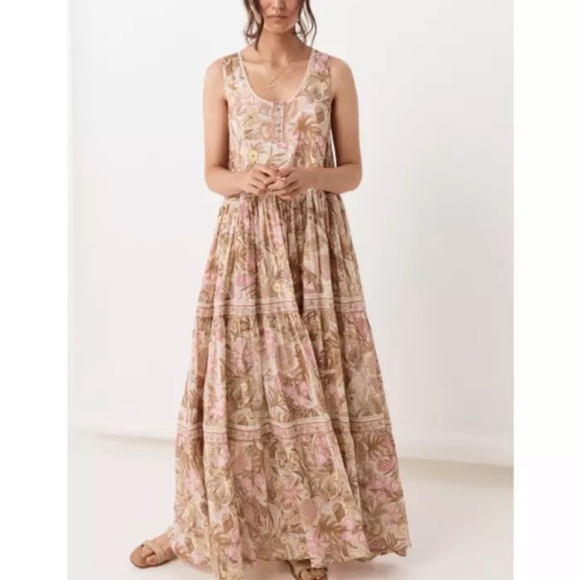 Dresses & Skirts - Sleeveless Boho Floral Gypsy Print Maxi Dress Pink
